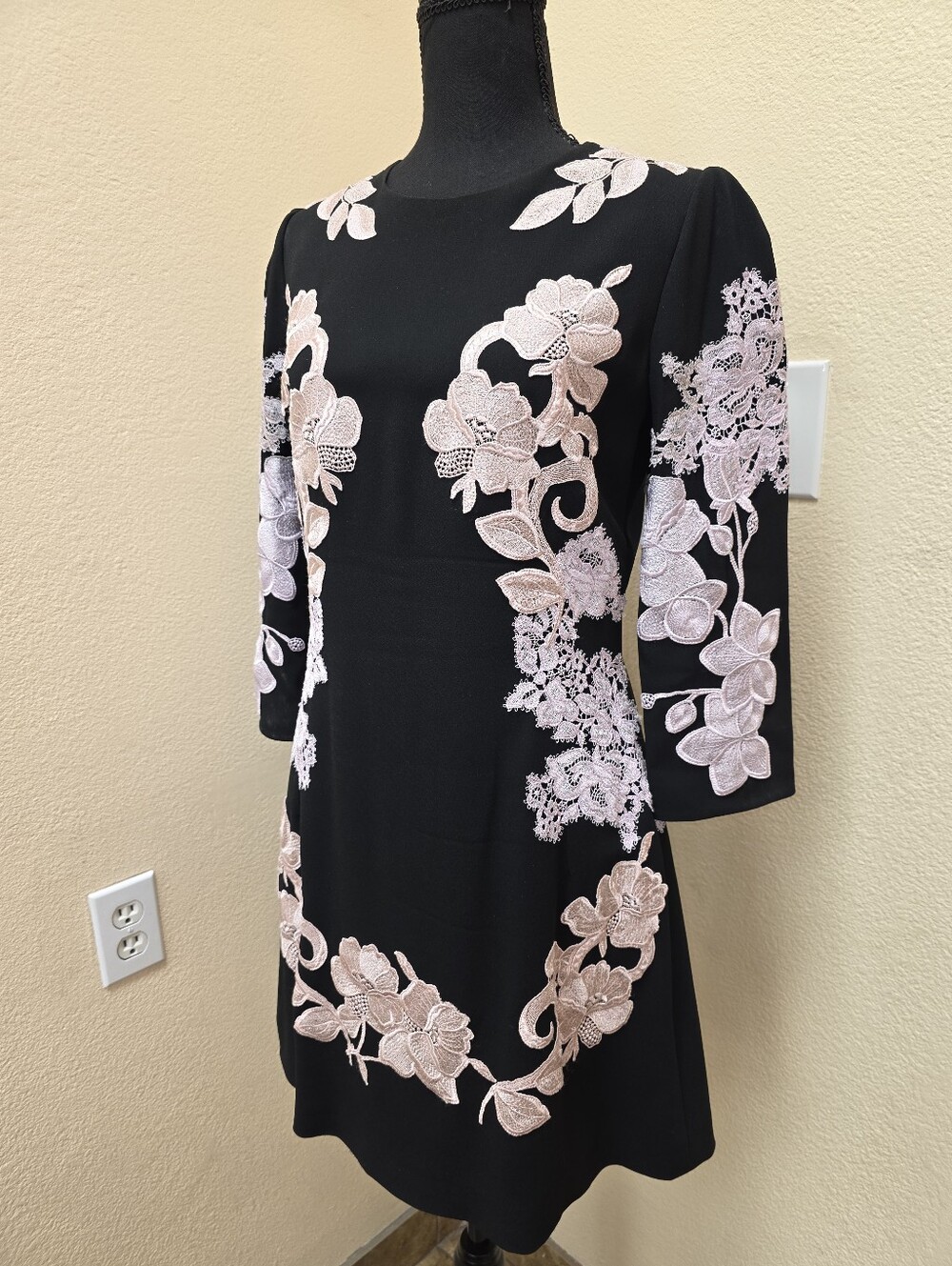 Dolce & Gabbana Floral Embroidered Crepe Mini Dress